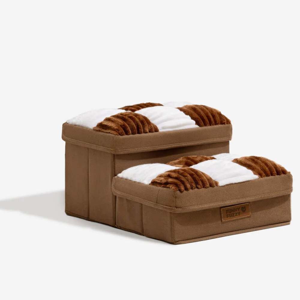 Chessboard Plaid Handcrafted Dog Stairs with Storage - Multifunctional and Foldable - Holidayae