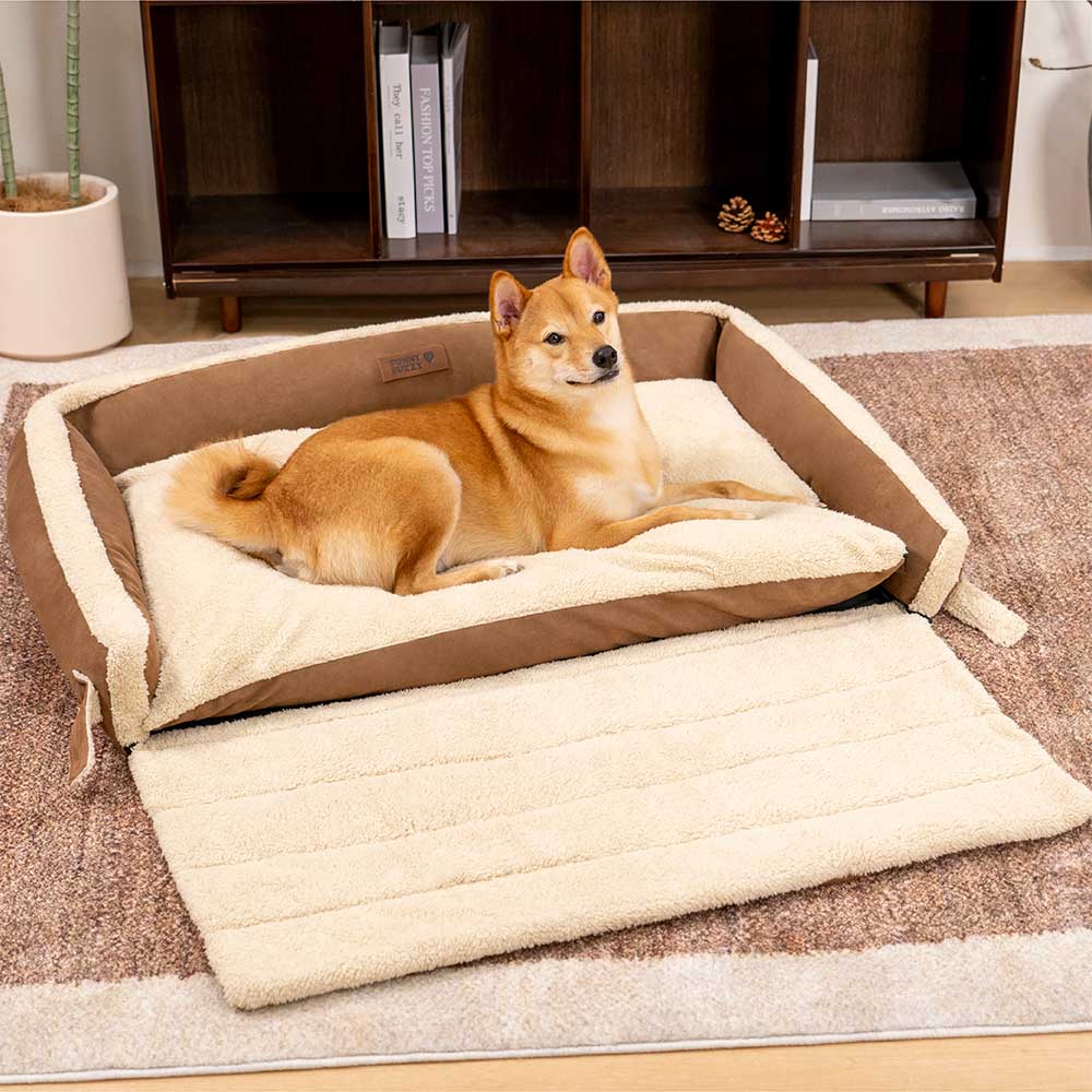 Stylish Expandable Ergonomic Calming Dog Bed - Tranquil Paws - Holidayae