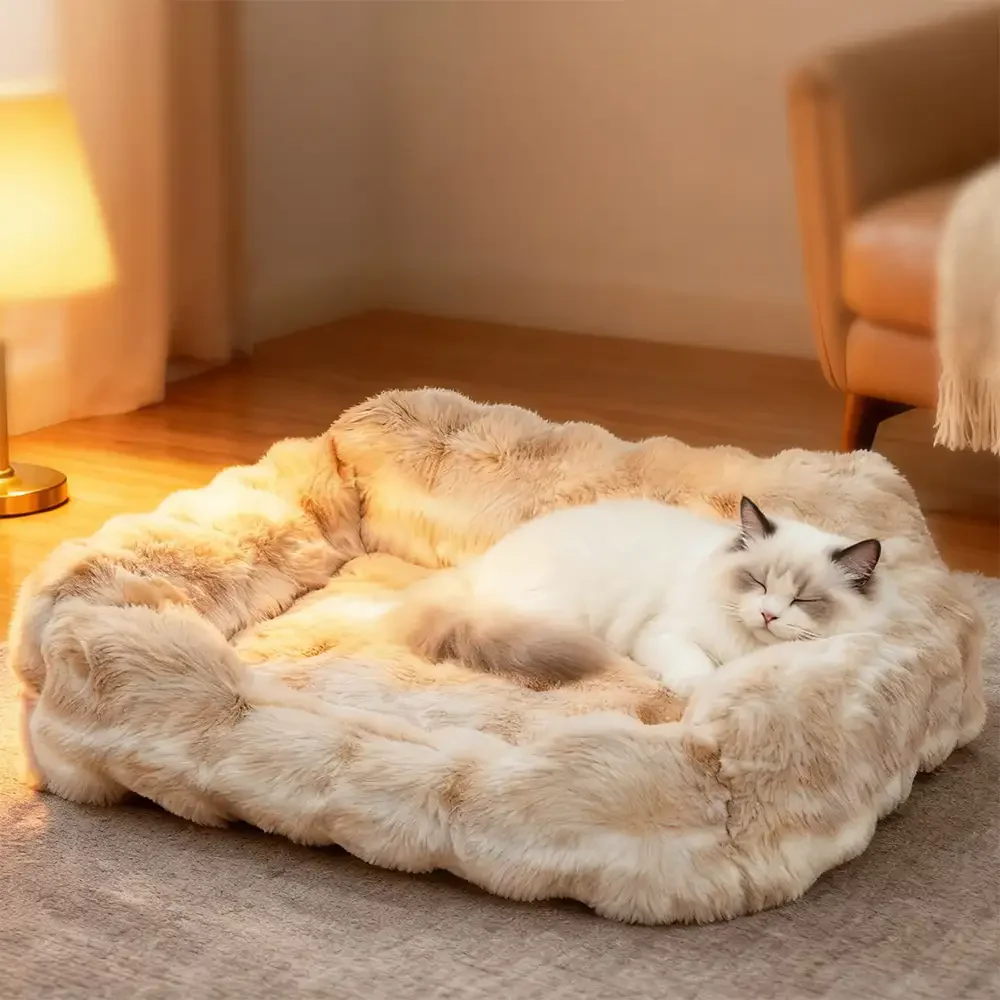 Faux Rabbit Velvet Fluffy Soft Dog And Cat Sofa Bed - Holidayae