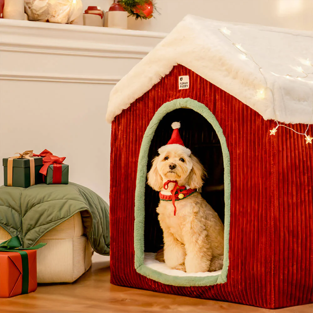 Christmas Snow House Cozy Warmth Large Dog House - Holidayae