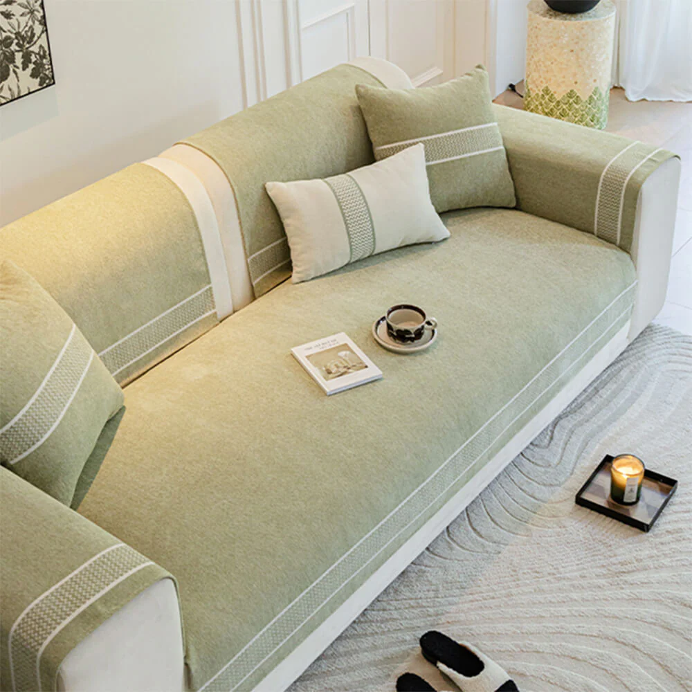 Chenille Jacquard Wide Edge Design Scratch-Resistant Couch Cover - Holidayae