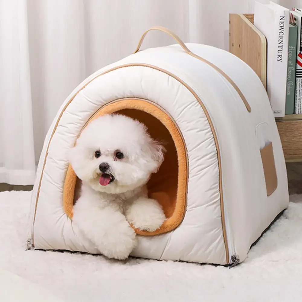 Cozy Enclosed Water-Repellent Washable Cat Cave Deep Sleep Dog Bed - Holidayae