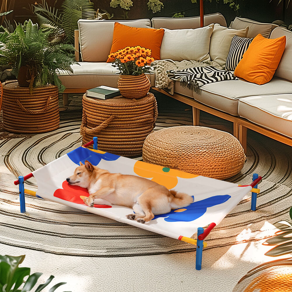 Vibrant Summer Print Style Aluminum Elevated Dog Bed - Summer Paradise - Holidayae