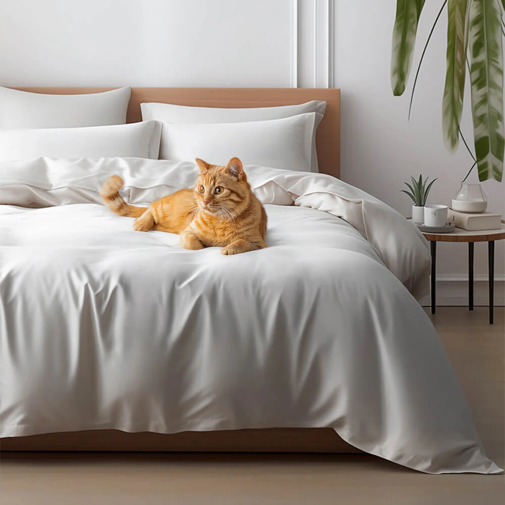 Comfortable Luxury Sateen 100% Bamboo Duvet Cover Bed Sheet Set - Holidayae