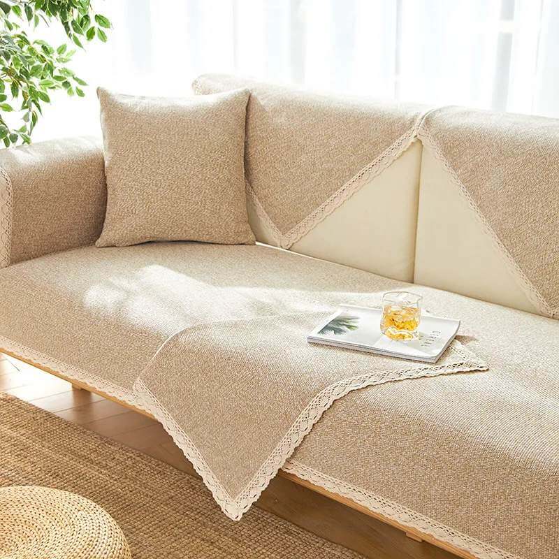Hand-woven Cotton Linen Non-slip Couch Cover for All Seasons - Holidayae