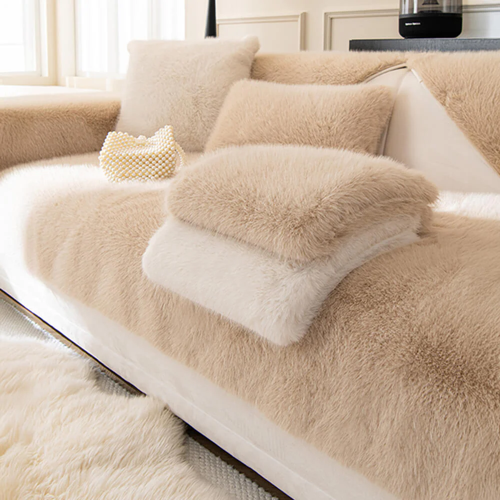 Warm Thick Faux Fur Sofa Protector Non-Slip Couch Cover - Holidayae