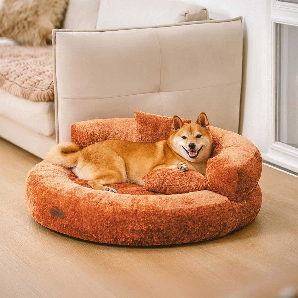 Luxe Diamond Velvet Removable Orthopedic Donut Dog Bed With Pillow - DreamNest - Holidayae