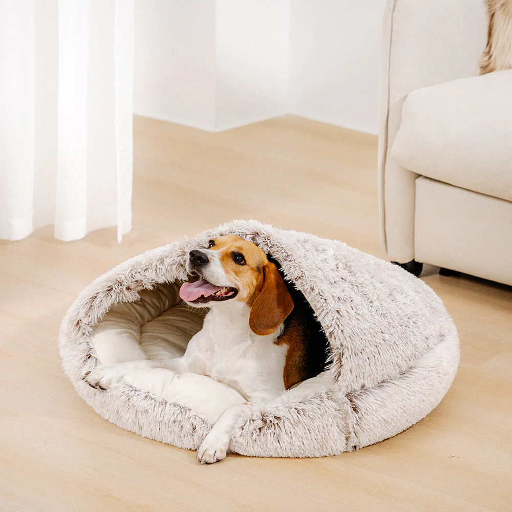 Calming Plush Semi-Enclosed Pet Nest Pita Bed For Dogs - Holidayae