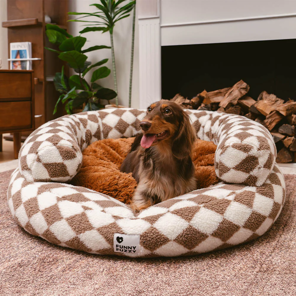 Classic Argyle Washable Bolster Donut Dog Bed - Cozy Haven - Holidayae