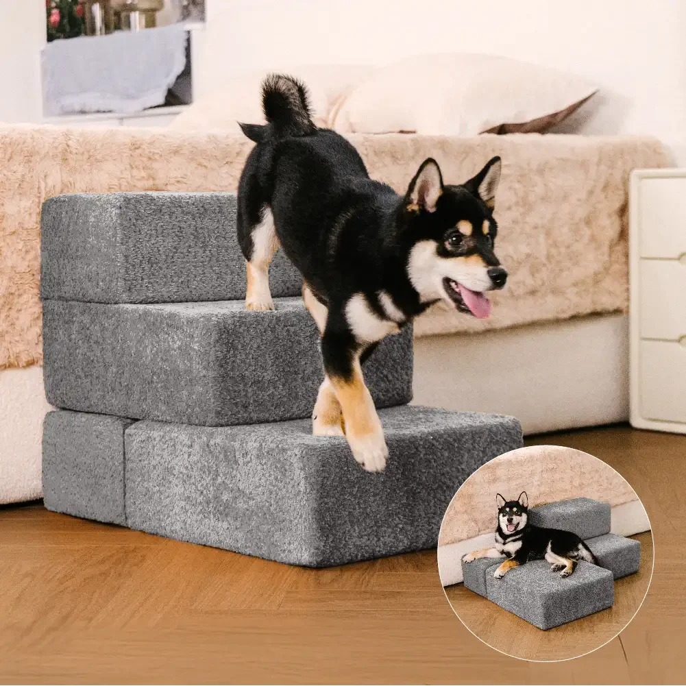 Chenille Durable Scratch-Resistant Foldable Blocks Multi-Level Dog Stairs - Holidayae