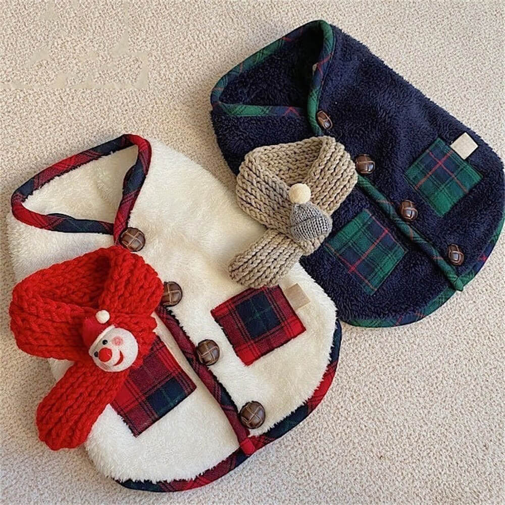 Plaid Winter Dog Jacket with Scarf  C Festive and Cozy for the Holidays - Holidayae