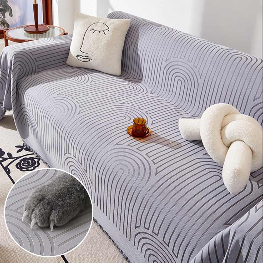 Minimalist Arch Motif Scratch-Resistant Chenille Throw Couch Cover - Holidayae