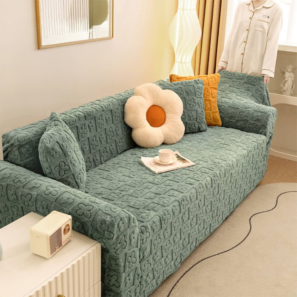 Floral Jacquard Fleece for Warmth Couch Cover - Holidayae