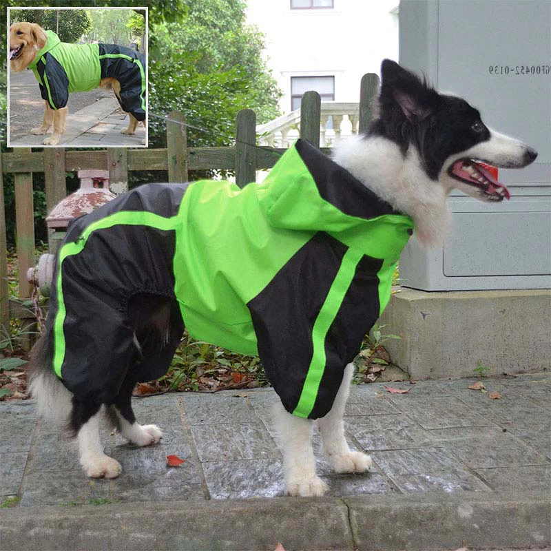 Oxford Fabric Waterproof Dog Full-Cover Raincoat with Legs and Hood - Holidayae