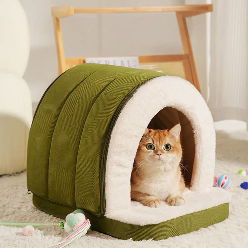 Cave-Style Warm Deep Sleeping Snug Cat Cave Dog House - Holidayae