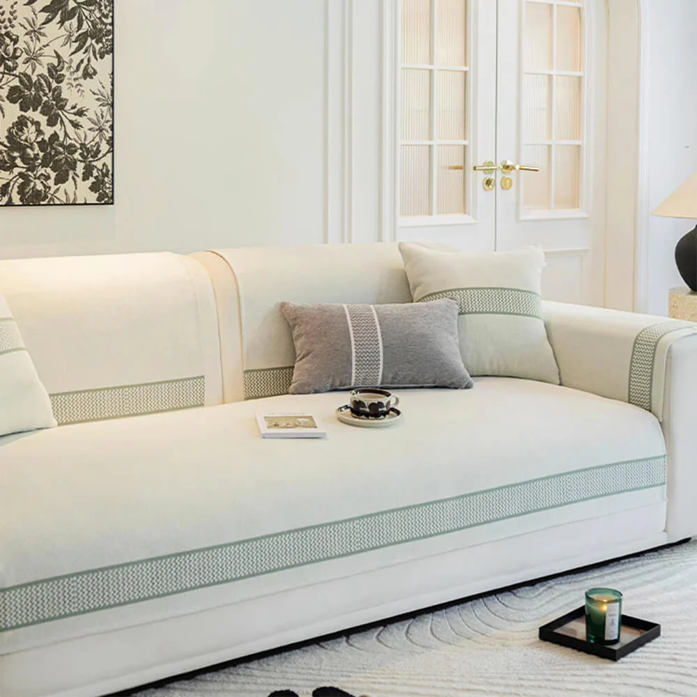 Chenille Jacquard Wide Edge Design Scratch-Resistant Couch Cover - Holidayae