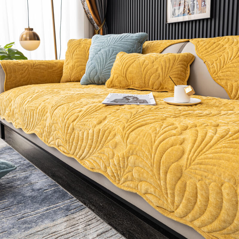 Leaf Cotton Mat Anti-scratch Protective Couch Cover - Holidayae