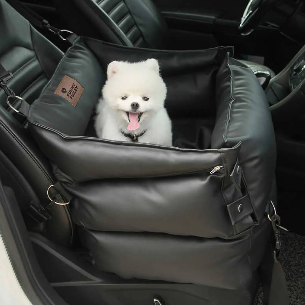 Full Leather Dog Pet Car Seat Bed - Fort - Holidayae