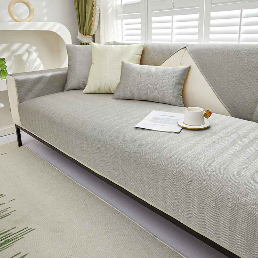 Herringbone Ice Silk Cooling Breathable Sofa Protector Non-slip Couch Cover - Holidayae